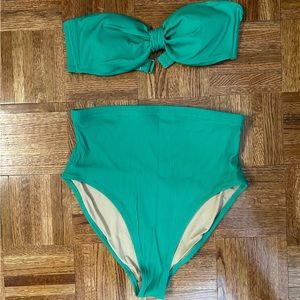 Old Navy Green Strapless and High Waisted Bikini (L)